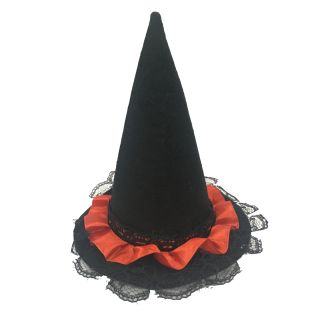 Babymoon Costume Witch Hat Classic Black with Red Lace Pet Accessory