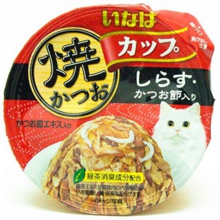 Inaba Yaki Katsuo Cup Tuna in Gravy Topping Whitebait & Sliced Bonito 70g Cat Wet Food (IMC-101)