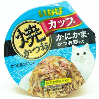 Inaba Yaki Katsuo Cup Tuna in Gravy Topping Crabstick & Sliced Bonito 70g Cat Wet Food (IMC-102)