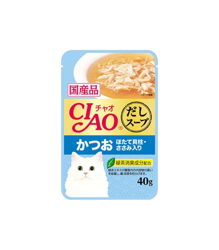 Ciao Soup Tuna (Katsuo) & Scallop Topping Chicken Fillet 40g Cat Wet