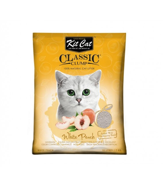 Kit Cat Classic Clump White Peach Scent 7kg Premium Cat Litter