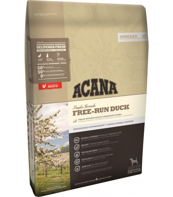 Acana Singles Formula Free-Run Duck 11.4kg Dog Dry Food