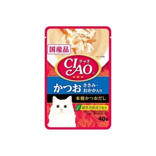 Ciao Pouch Tuna Katsuo & Chicken Fillet Topping Dried Bonito 40g Cat Wet Food (IC-204)