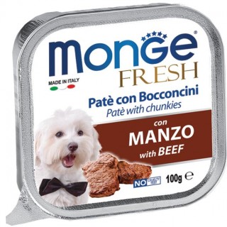 Monge Fresh Pate & Chunkies with Beef 100g Dog Wet Food