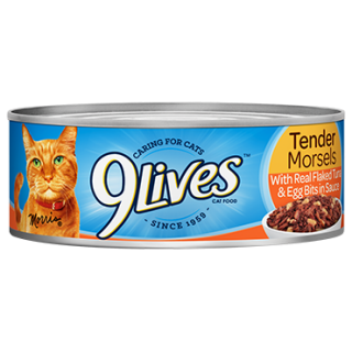 9 Lives Tender Morsels with Real Flaked Tuna & Egg Bits in Sauce 5.5oz Cat Wet Food