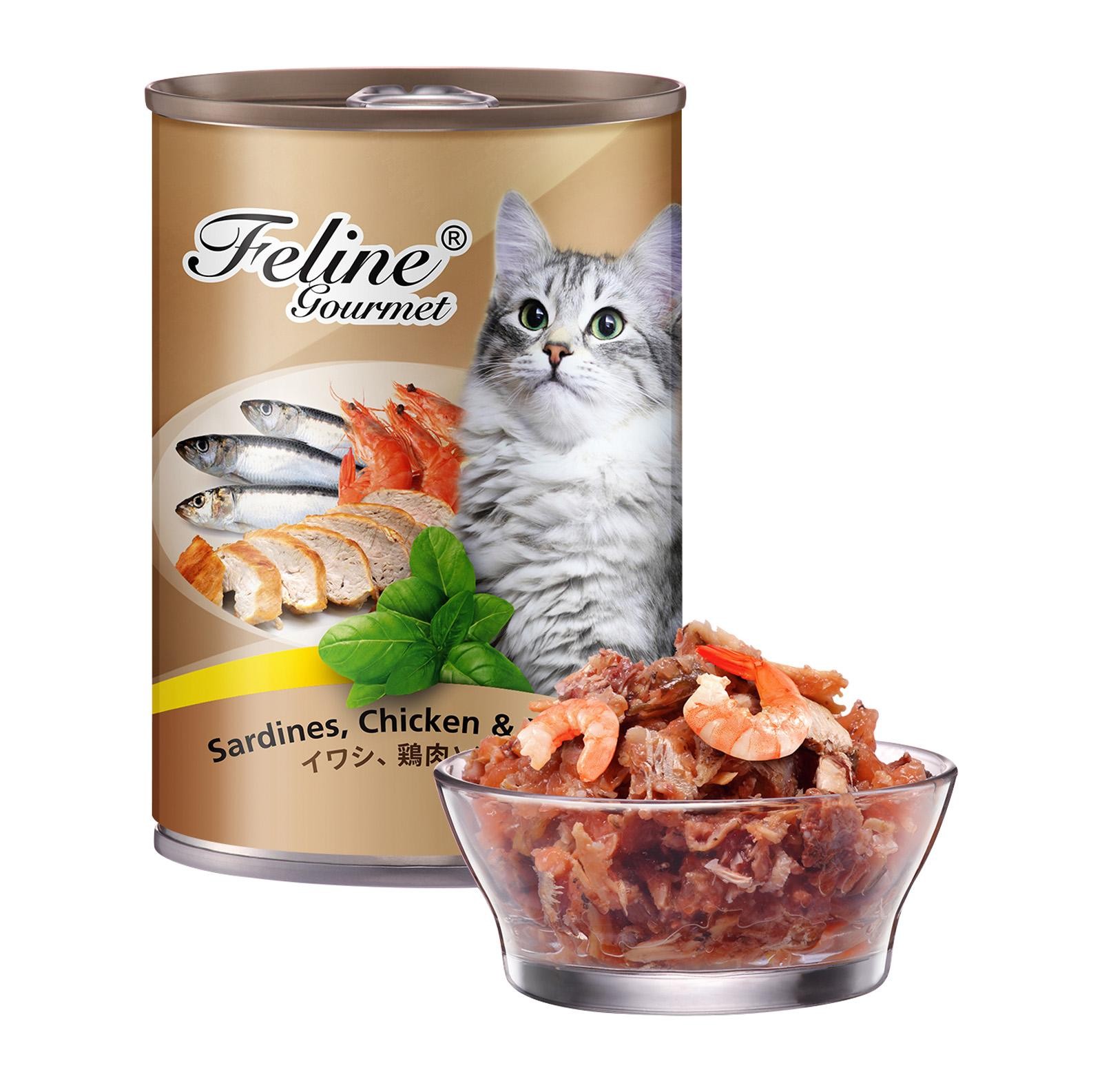 pet plus feline gourmet sardines chicken prawn 400g cat wet food