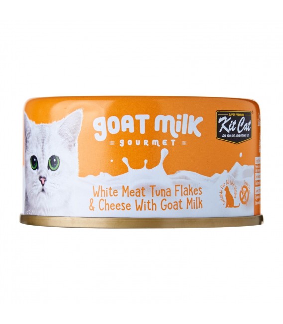 Kit Cat Goat Milk Gourmet WHITE MEAT TUNA FLAKES & CHEESE with Goat Milk 70g Grain Free Cat Wet Food