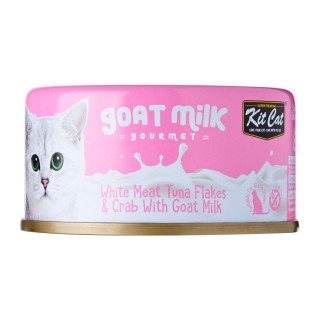 Kit Cat Goat Milk Gourmet WHITE MEAT TUNA FLAKES & CRAB with Goat Milk 70g Grain-Free Cat Wet Food