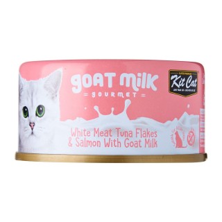 Kit Cat Goat Milk Gourmet WHITE MEAT TUNA FLAKES & SALMON with Goat Milk 70g Grain-Free Cat Wet Food