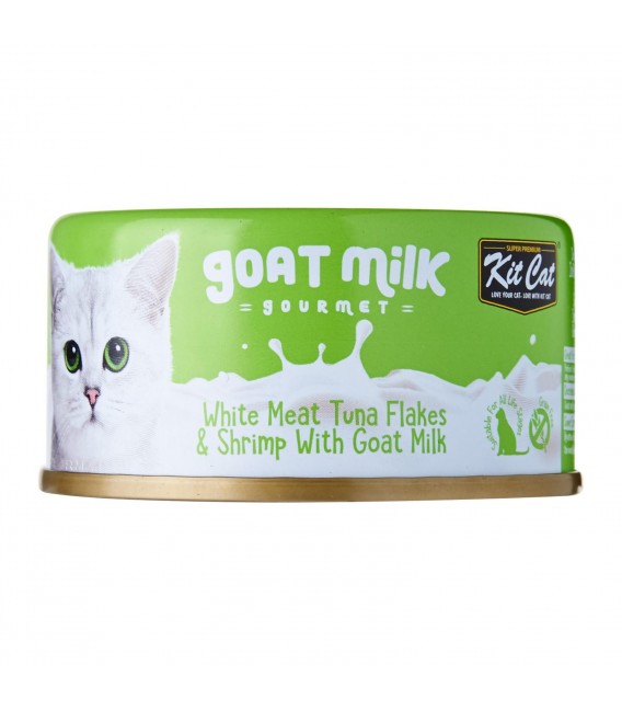 Kit Cat Goat Milk Gourmet WHITE MEAT TUNA FLAKES & SHRIMP with Goat Milk 70g Grain Free Cat Wet Food